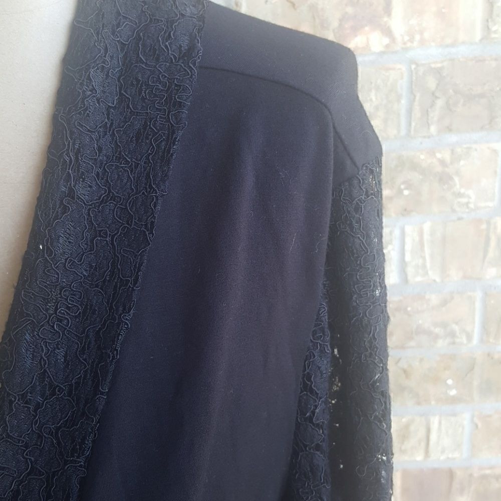ALFANI Black Lace Open Front Jacket - Size Large - Picture 2 of 4